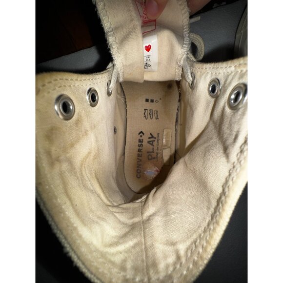 Comme Des Garcons Play X Converse Chuck Taylor All Star HighTop Sneakers Beige 8 - Picture 6 of 13